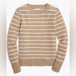 J. Crew Striped Crewneck Sweater extra-soft yarn camel & white stripped size XS